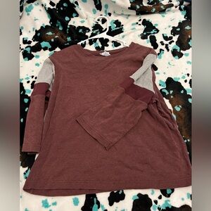 Brown and Gray Crop Top Casual Knit